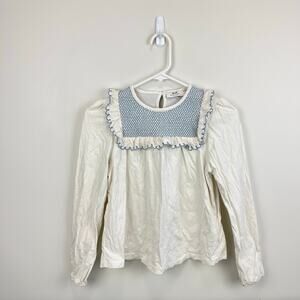 Cyrillis Paris Long Sleeve Smocked Ruffle Blouse 12